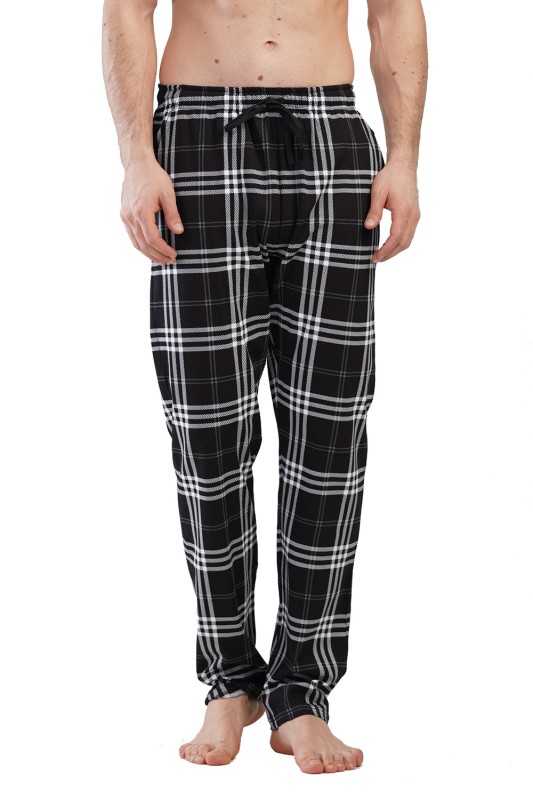 Vienetta Man Ανδρικό βαμβακερό παντελόνι καρό Plus Size (1XL-4XL)-112065