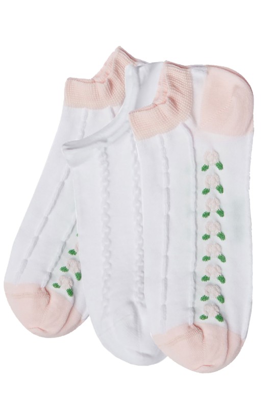 Mewe Γυναικείες κοντές κάλτσες "Roses" (3 τμχ.) One Size-1-0820d