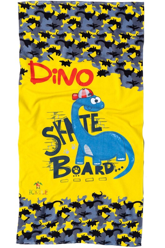 Tortue Παιδική βαμβακερή πετσέτα θαλάσσης "Dino Skate Board" 70Χ140-186100